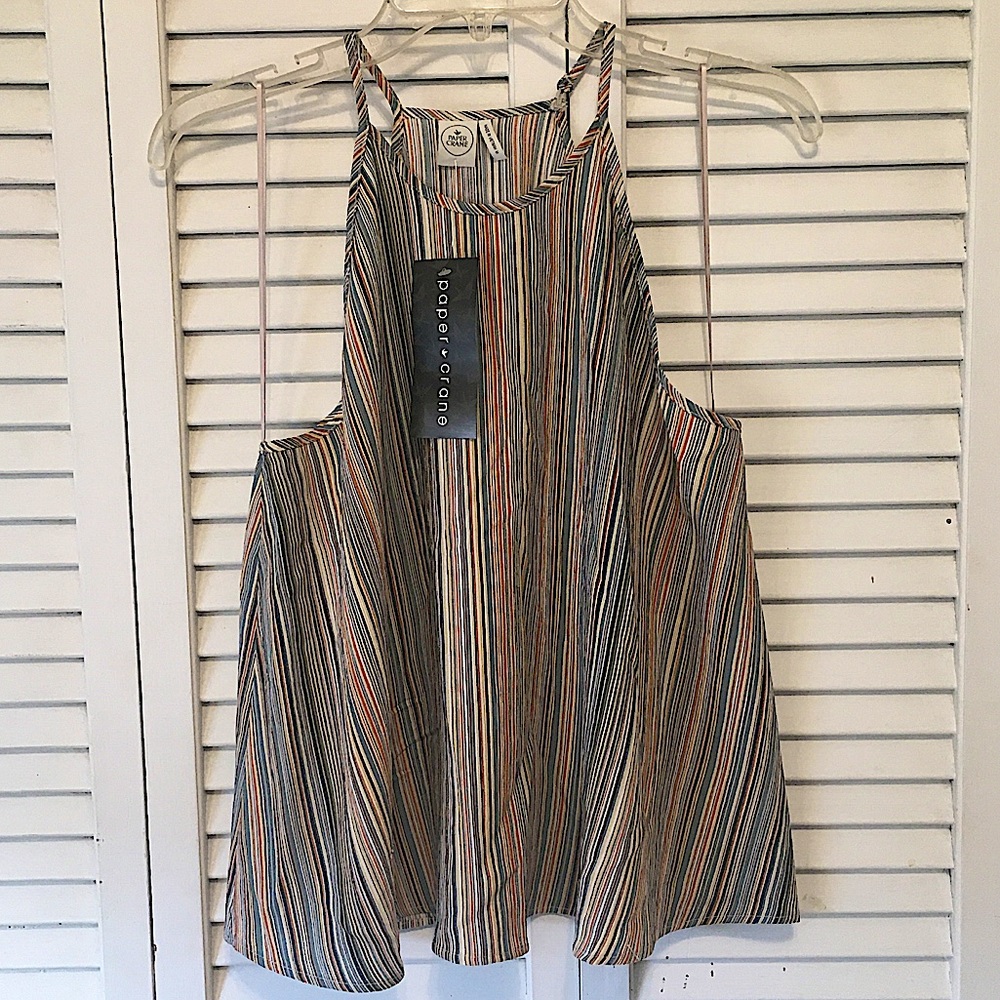 NWT Paper Crane, M, Sleeveless Striped Blo…